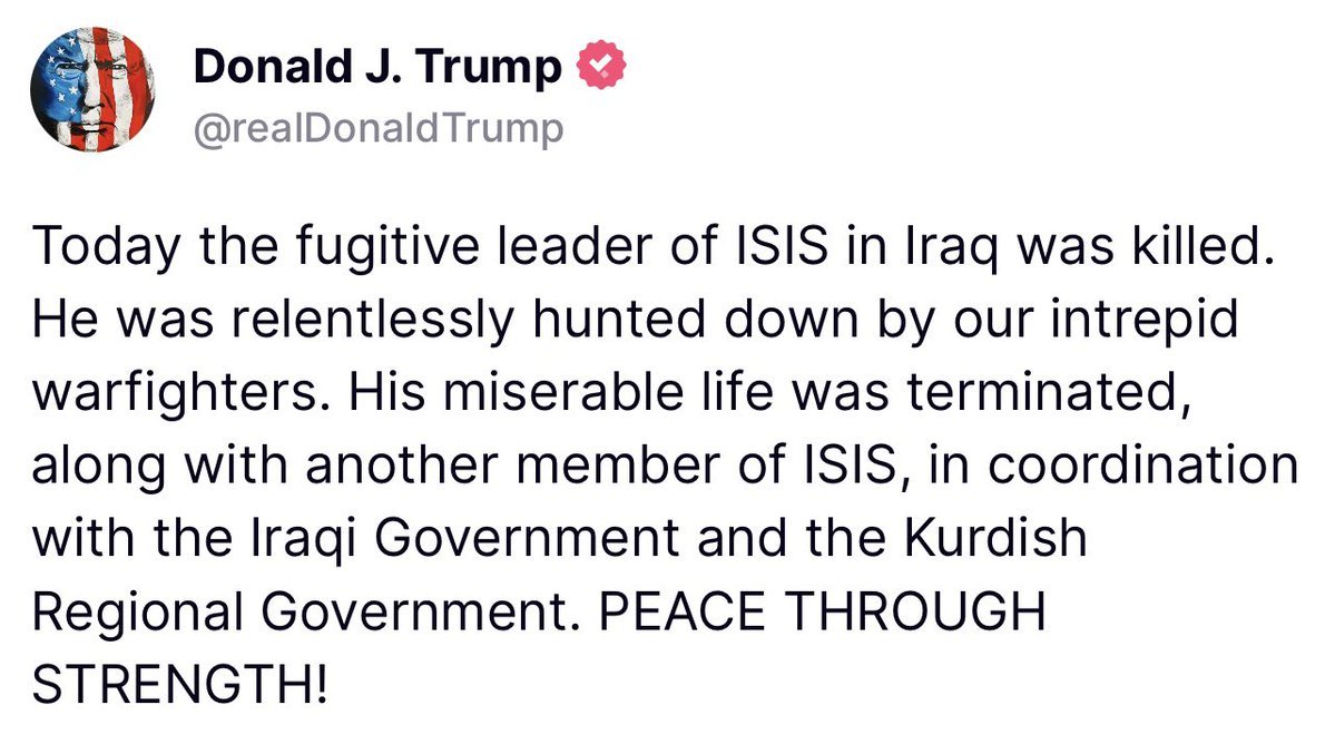 US President Trump announced the ISIS commander assassination