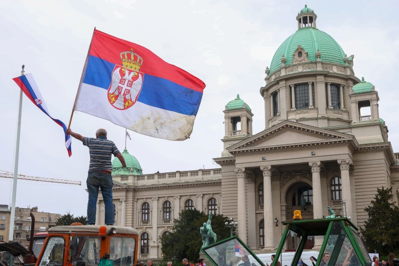 Large anti-government crowds converge in Belgrade for protest rally against Serbia’s president and government