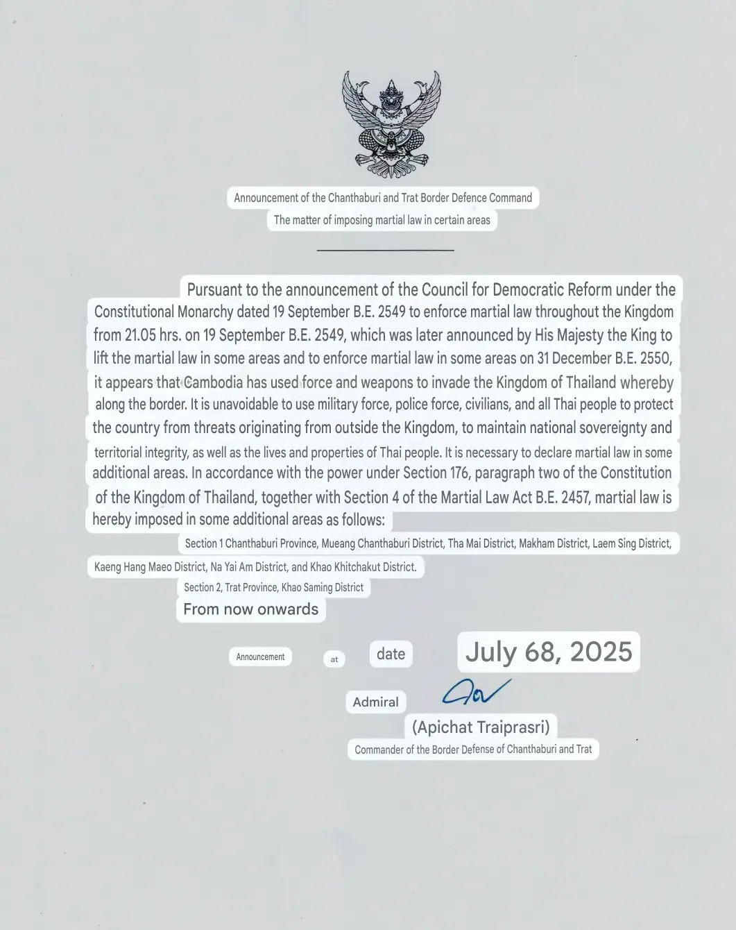 Tensions Ignite: Thailand declares a state of emergency in border areas with Cambodia due to escalating clashes 1 Thailand declares a state of emergency in border areas with Cambodia due to escalating clashes